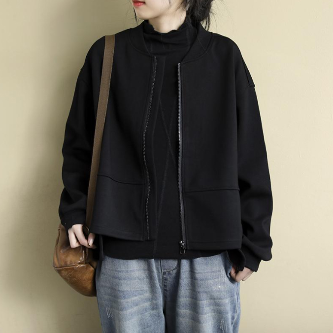 フォーマルカジュアル 参観日対応 軽量ノーカラー上着 長袖秋冬新作