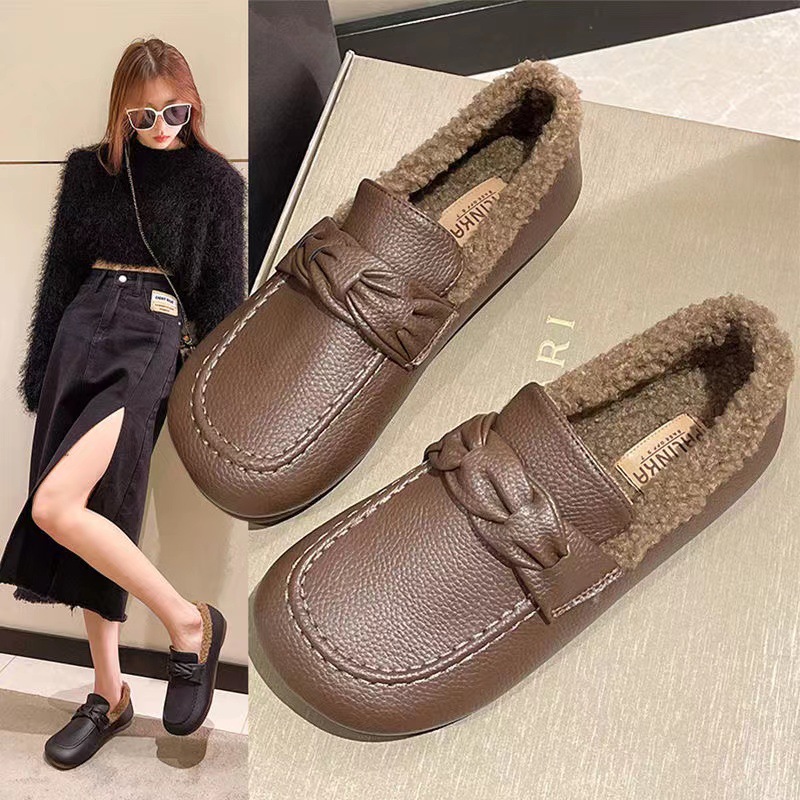 フォーマルカジュアル 参観日対応 裏起毛ぺたんこ靴 防寒もこもこローファー