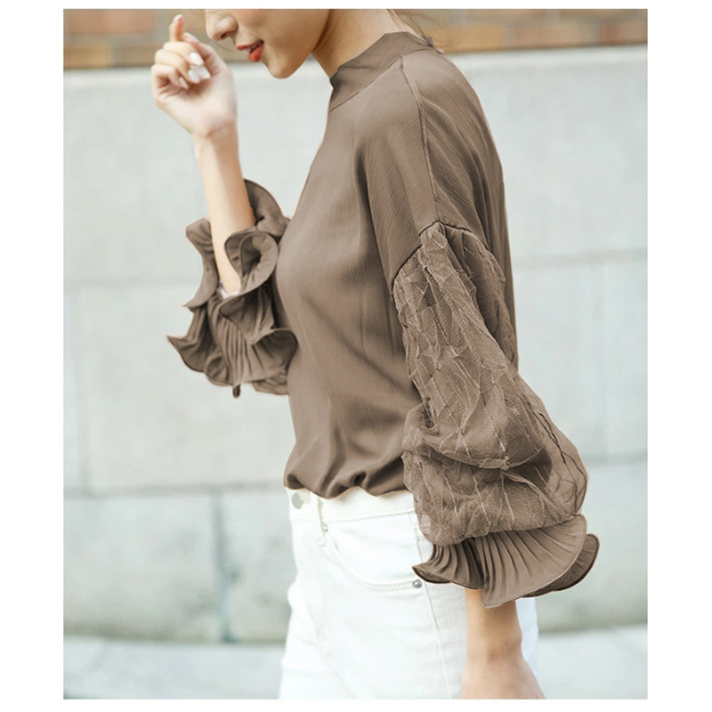 フォーマルカジュアル 参観日にぴったり シフォン袖透け感ブラウス