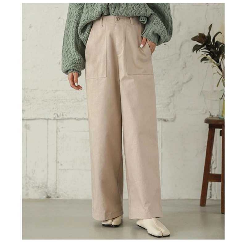 フォーマルカジュアル 通勤用体型カバーワイドパンツ ハイウエストバギー