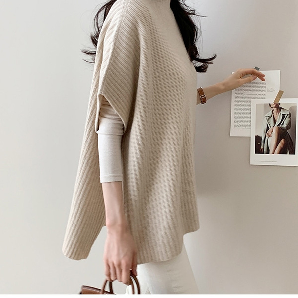 フォーマルカジュアル 通勤用ニットベスト サイドスリット チュニック丈 重ね着