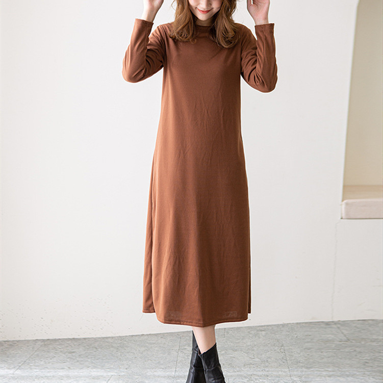 フォーマルカジュアル 参観日対応 裏起毛ロングワンピース 長袖 きれいめ レディース
