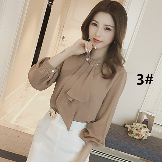 フォーマルカジュアル 卒業式にも使える蝶結び長袖上品ブラウス春新作