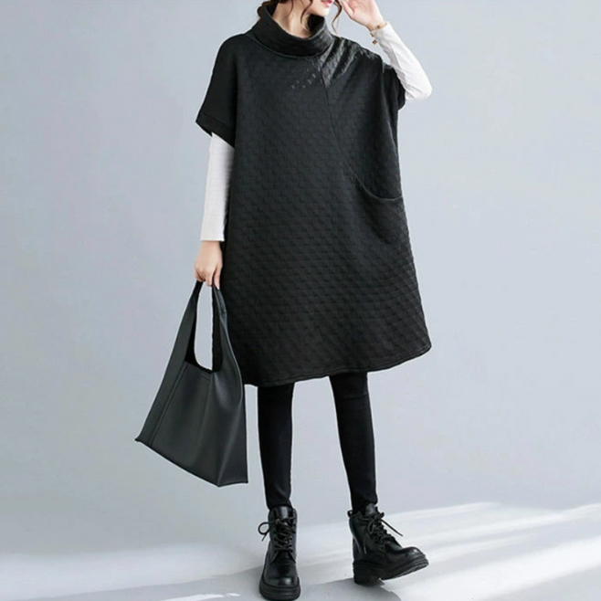 フォーマルカジュアル 通勤用キルティングワンピース ゆったり着痩せ効果 重ね着対応