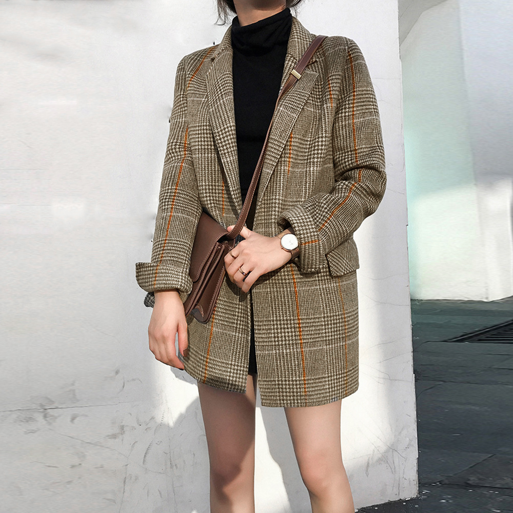 フォーマルカジュアル 参観日対応グレンチェック柄テーラードジャケット