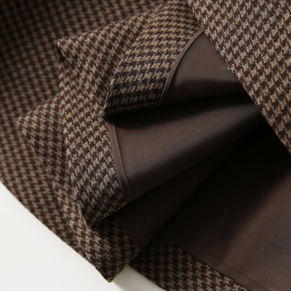 フォーマルカジュアル 参観日対応千鳥格子フレアスカート膝下丈上品仕様 秋冬