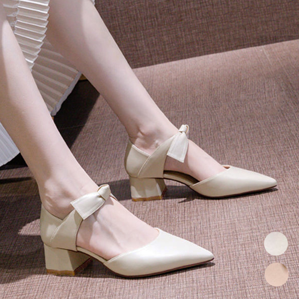 フォーマルカジュアル 入学式対応 痛くない リボン付き太ヒール靴