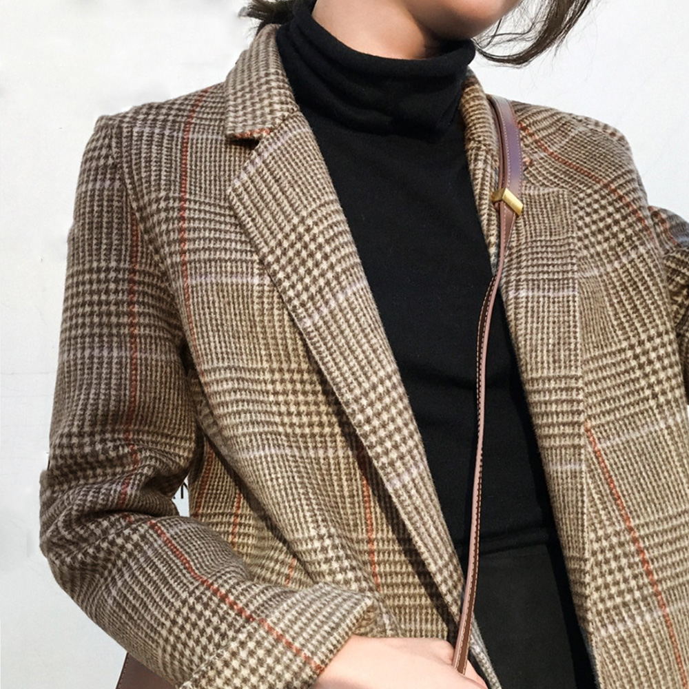 フォーマルカジュアル 参観日対応グレンチェック柄テーラードジャケット