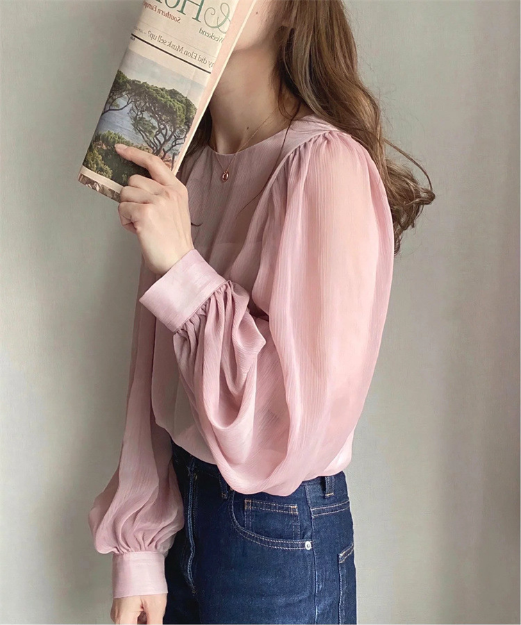 フォーマルカジュアル 謝恩会対応シアーブラウス ふんわり袖 透け感 上品レディース