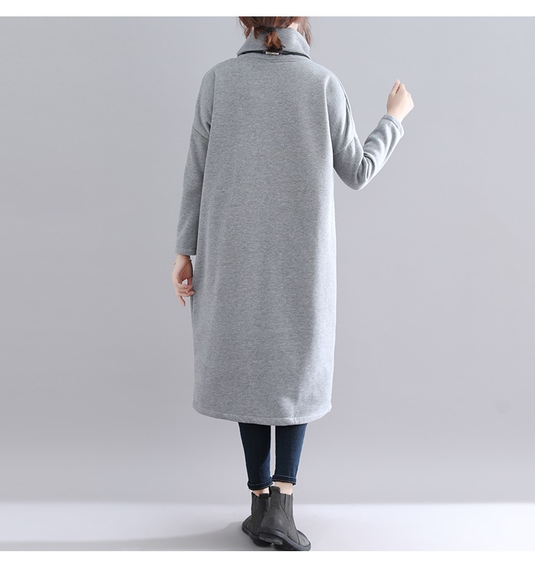フォーマルカジュアル 通勤用裏起毛タートルネックワンピース ポケット付き