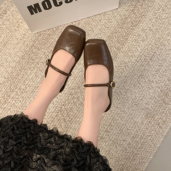 フォーマルカジュアル 参観日対応 サンダル ストラップ付きミュール 歩きやすい四角つま先