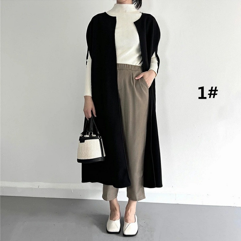 フォーマルカジュアル 参観日対応ロングベスト 羽織りコート 秋冬レディース