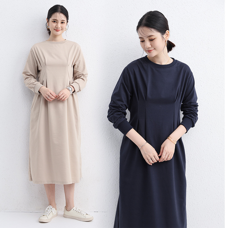 フォーマルカジュアル 参観日対応 長袖ロングワンピース 体型カバー 大きいサイズ