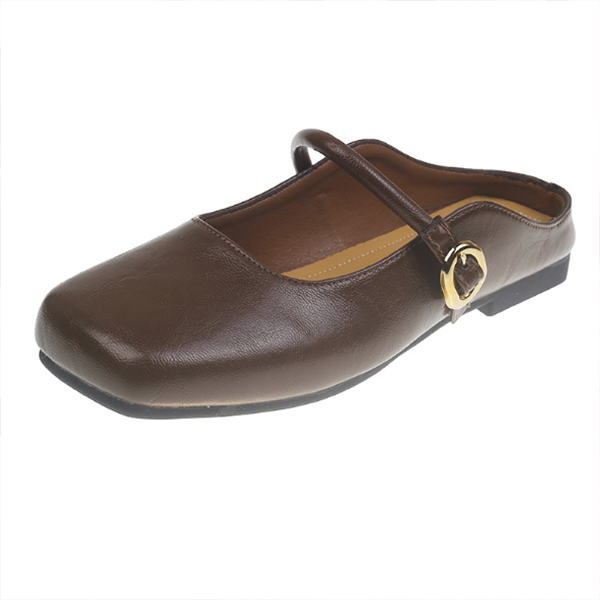 フォーマルカジュアル 参観日対応 サンダル ストラップ付きミュール 歩きやすい四角つま先