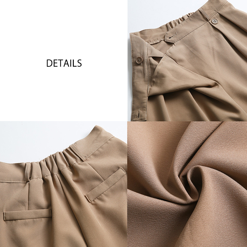 フォーマルカジュアル 通勤用ワイドパンツ スタイルアップ脚長効果 黒茶色