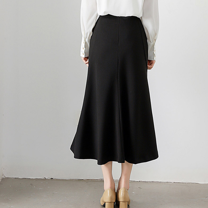 フォーマルカジュアル 通勤用マーメイドスカート ロング丈 無地 美脚 秋冬