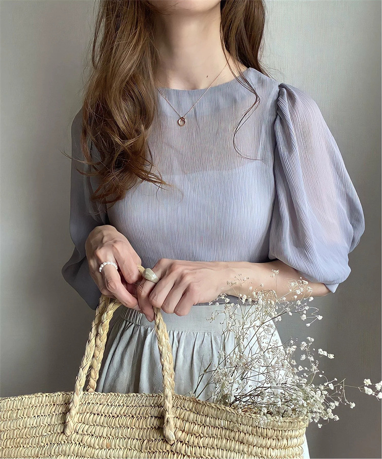 フォーマルカジュアル 謝恩会対応シアーブラウス ふんわり袖 透け感 上品レディース