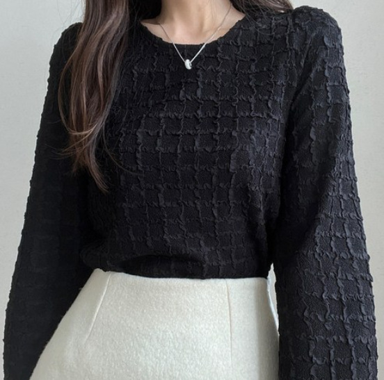 フォーマルカジュアル 通勤用レース編み長袖プルオーバー上品ベージュ