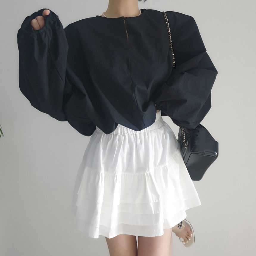 フォーマルカジュアル 通勤用長袖ブラウス きれいめバルーン袖シャツ レディース