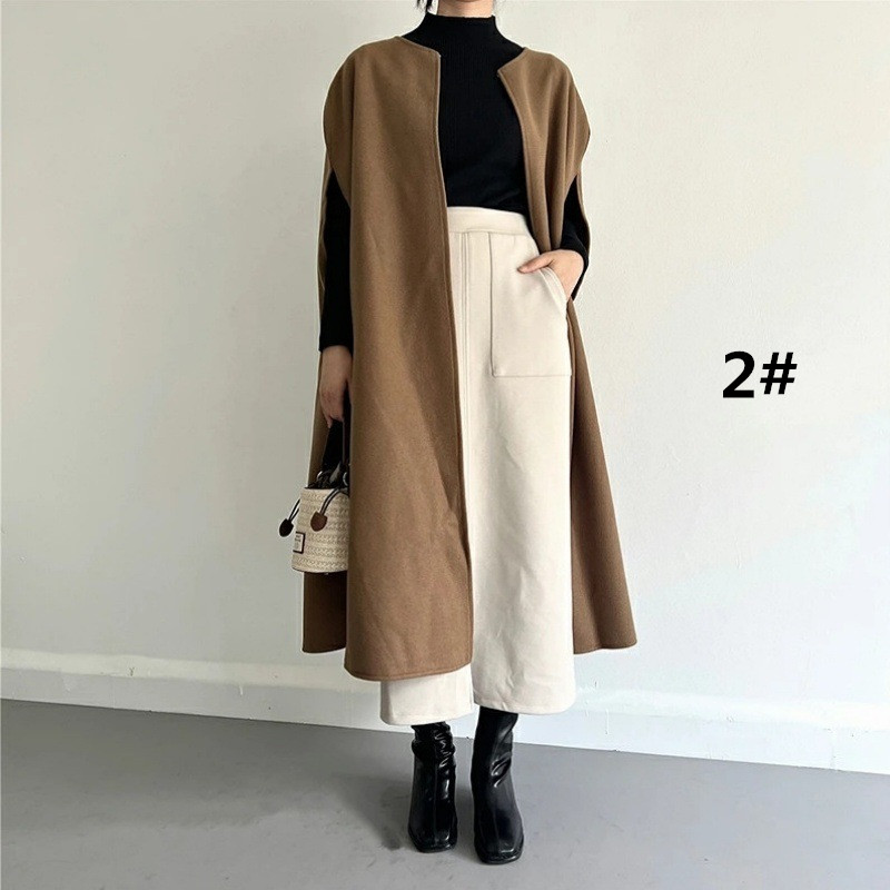 フォーマルカジュアル 参観日対応ロングベスト 羽織りコート 秋冬レディース