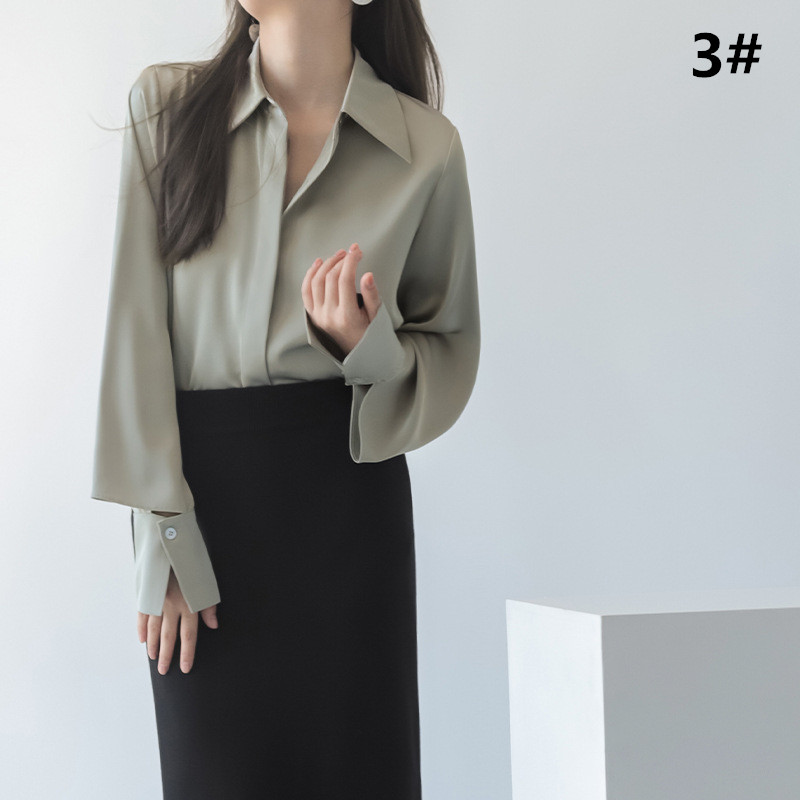 フォーマルカジュアル レディース通勤用長袖シフォンブラウス シャツ おしゃれ着回しトップス