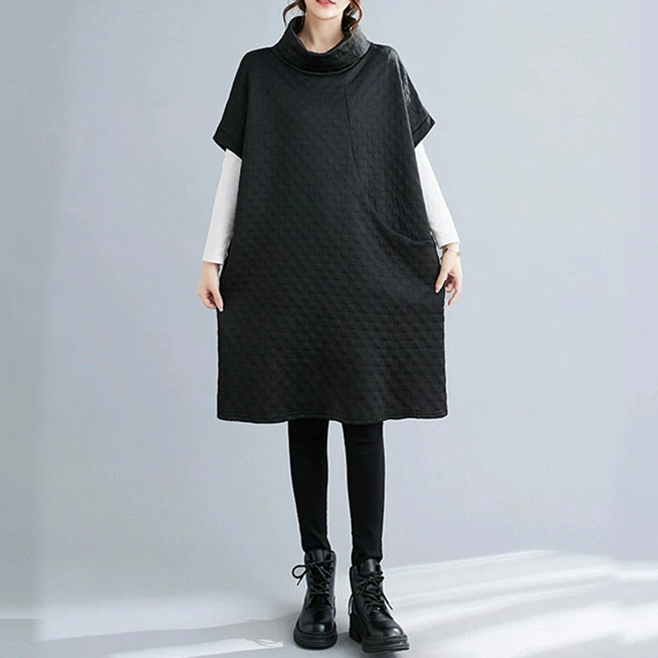フォーマルカジュアル 通勤用キルティングワンピース ゆったり着痩せ効果 重ね着対応