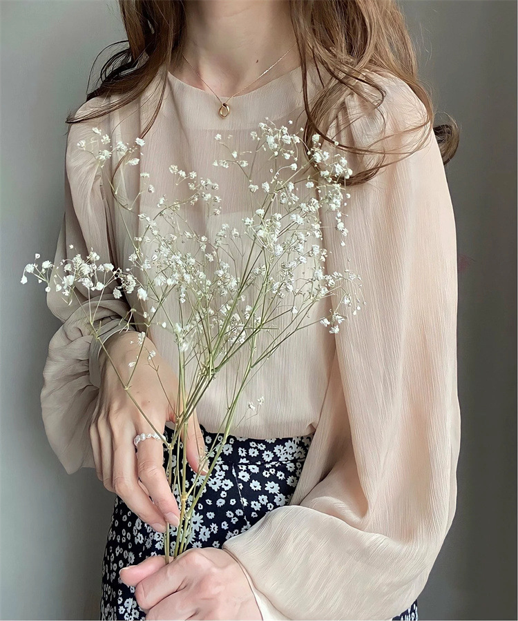 フォーマルカジュアル 謝恩会対応シアーブラウス ふんわり袖 透け感 上品レディース