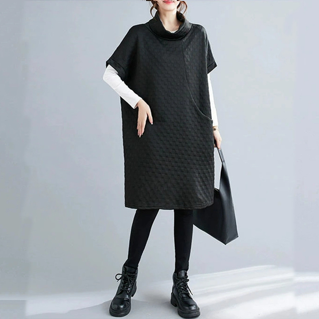 フォーマルカジュアル 通勤用キルティングワンピース ゆったり着痩せ効果 重ね着対応