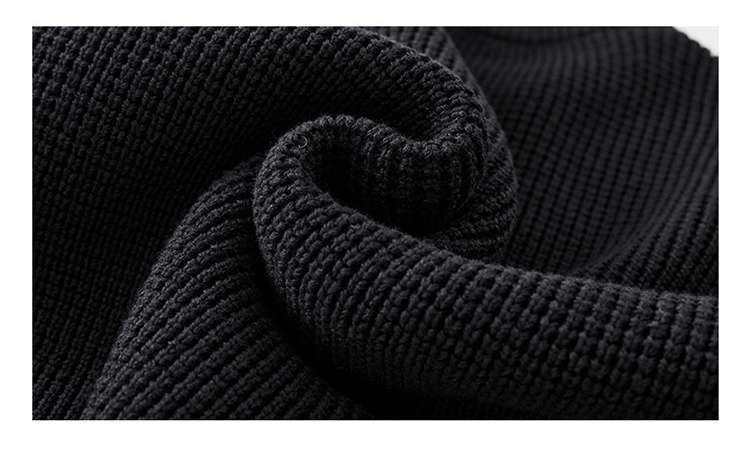 メンズ 黒 ファッション メンズ長袖ニットセーター幾何学柄黒トップス秋冬