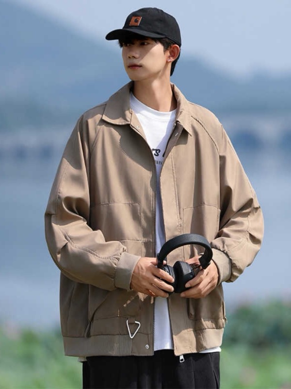 メンズ 黒 ファッション メンズ黒ワークジャケット ゆったりシルエット