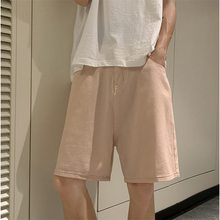メンズ 黒 ファッション メンズ黒デニムショートパンツゆったりストレート