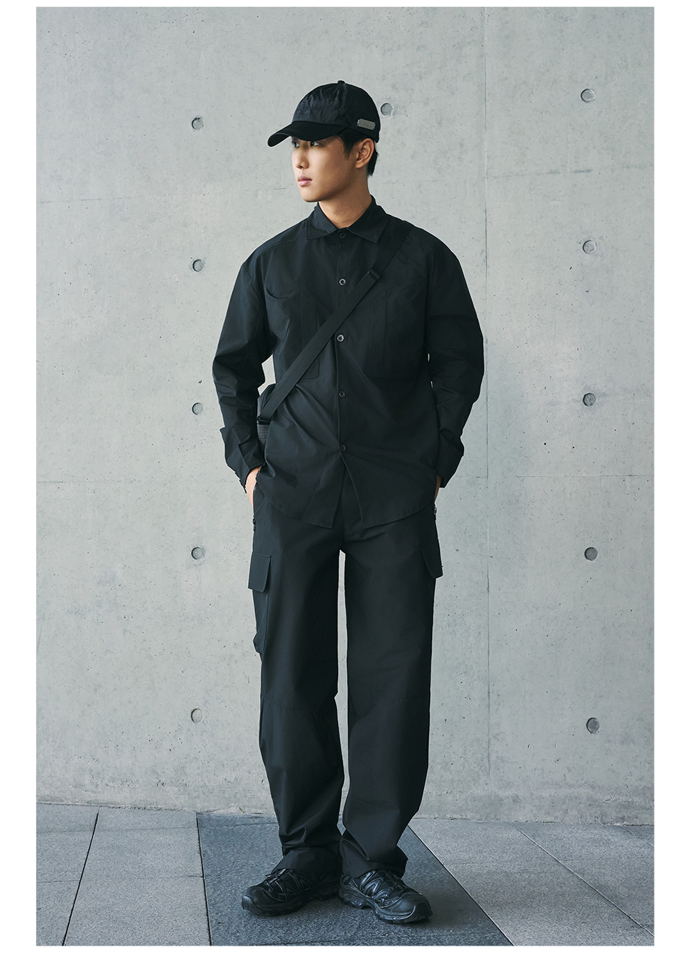メンズ 黒 ファッション アーバンポケットデザインシャツ