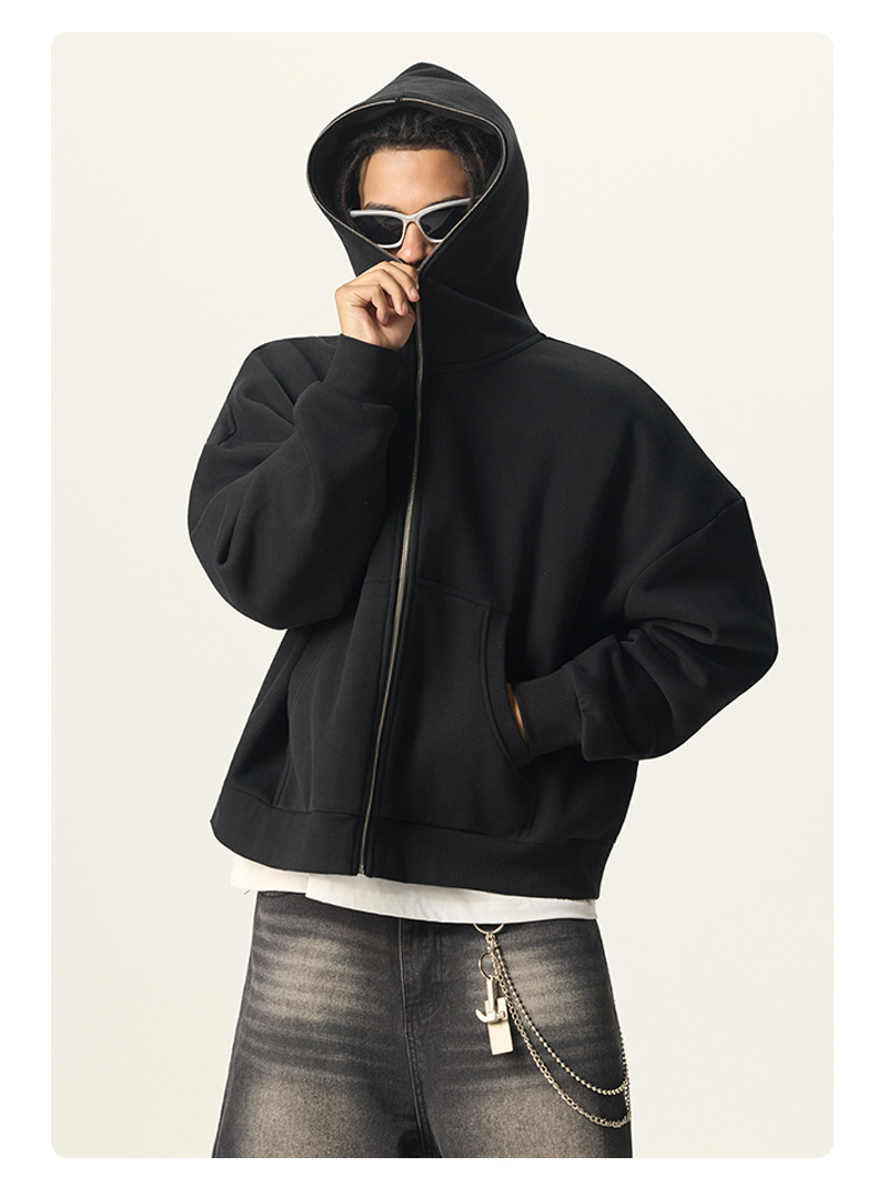 メンズ 黒 ファッション 厚手裏起毛ジップアップパーカー黒メンズ防寒