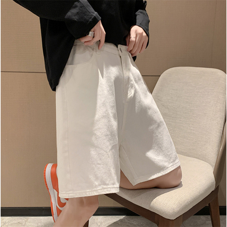 メンズ 黒 ファッション メンズ黒デニムショートパンツゆったりストレート
