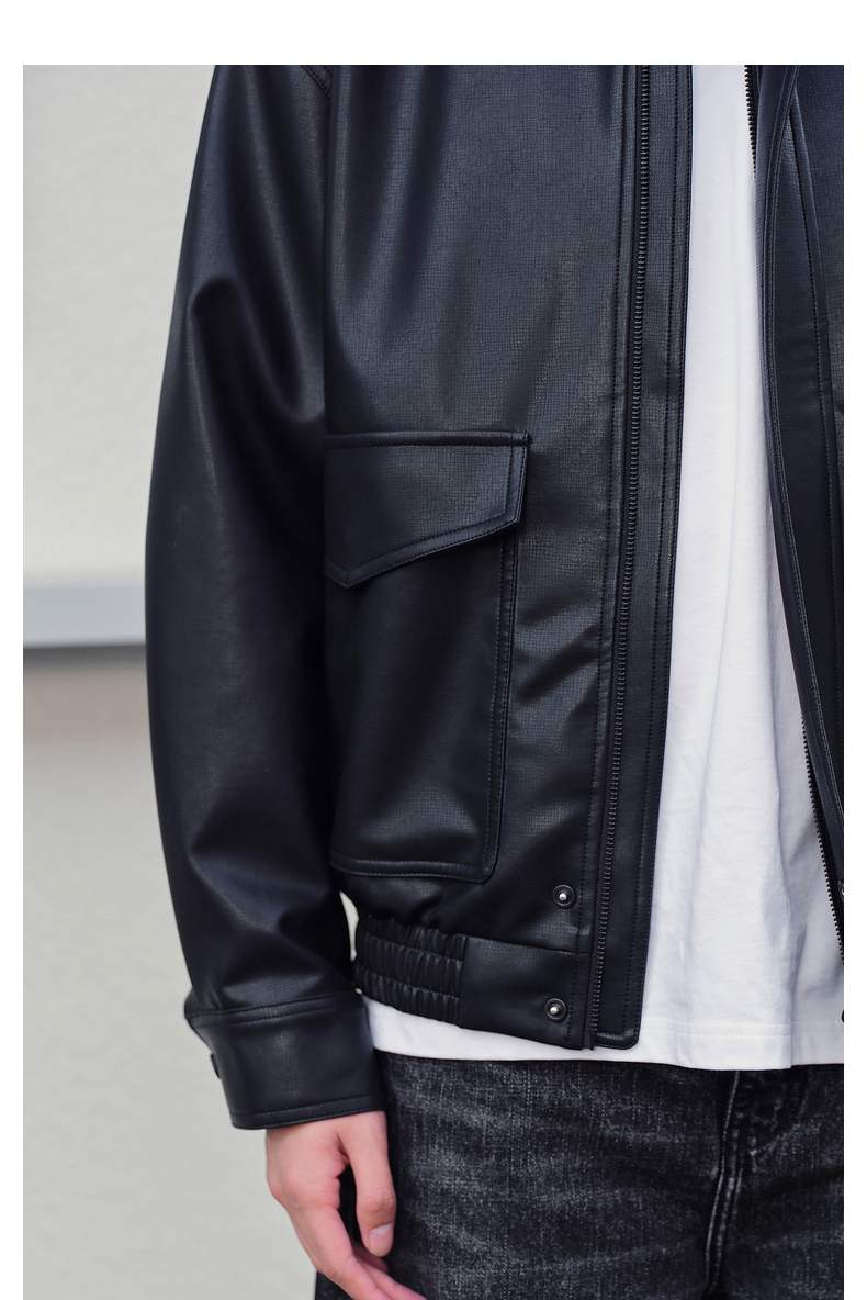 メンズ黒ファッション ジャケット クラシックレザーブルゾン