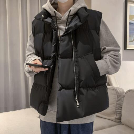 メンズ 黒 ファッション 秋冬メンズ中綿ダウンベスト黒