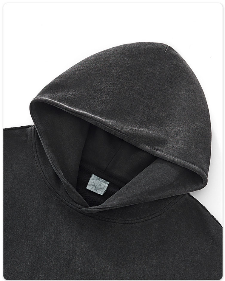 メンズ 黒 ファッション メンズ洗い加工トレーナパーカー黒ビンテージ風フーディー