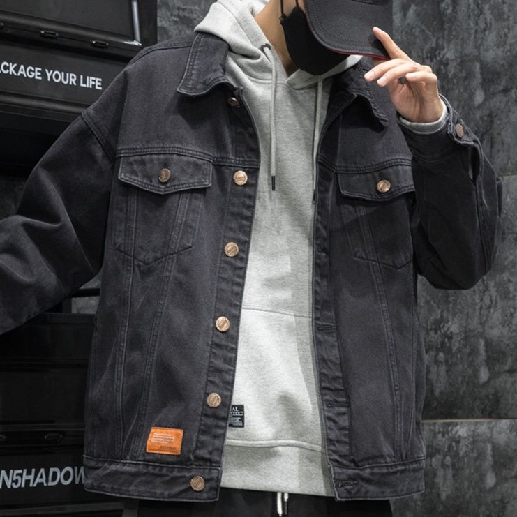 メンズ黒ファッション ジャケット ストリート系デニム
