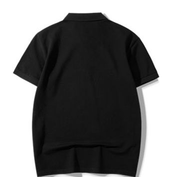 メンズ 黒 ファッション くまワッペン付き上質ポロシャツ