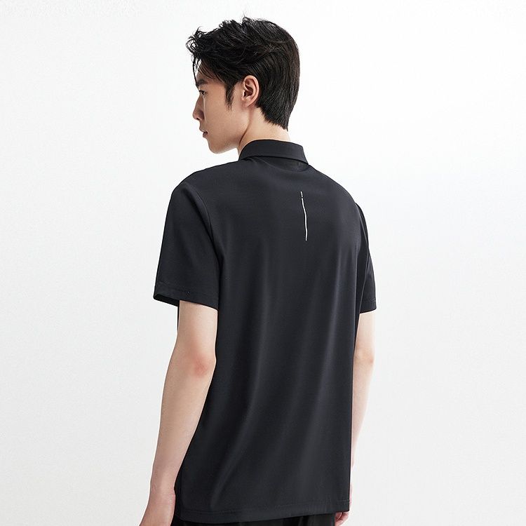 メンズ 黒 ファッション 上質シルエット スタイリッシュポロ