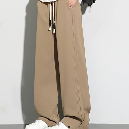 メンズ 黒 ファッション ストレートシルエット リラックスパンツ