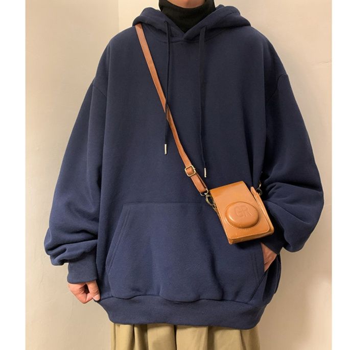 メンズ 黒 ファッション シンプル余裕シルエットパーカー