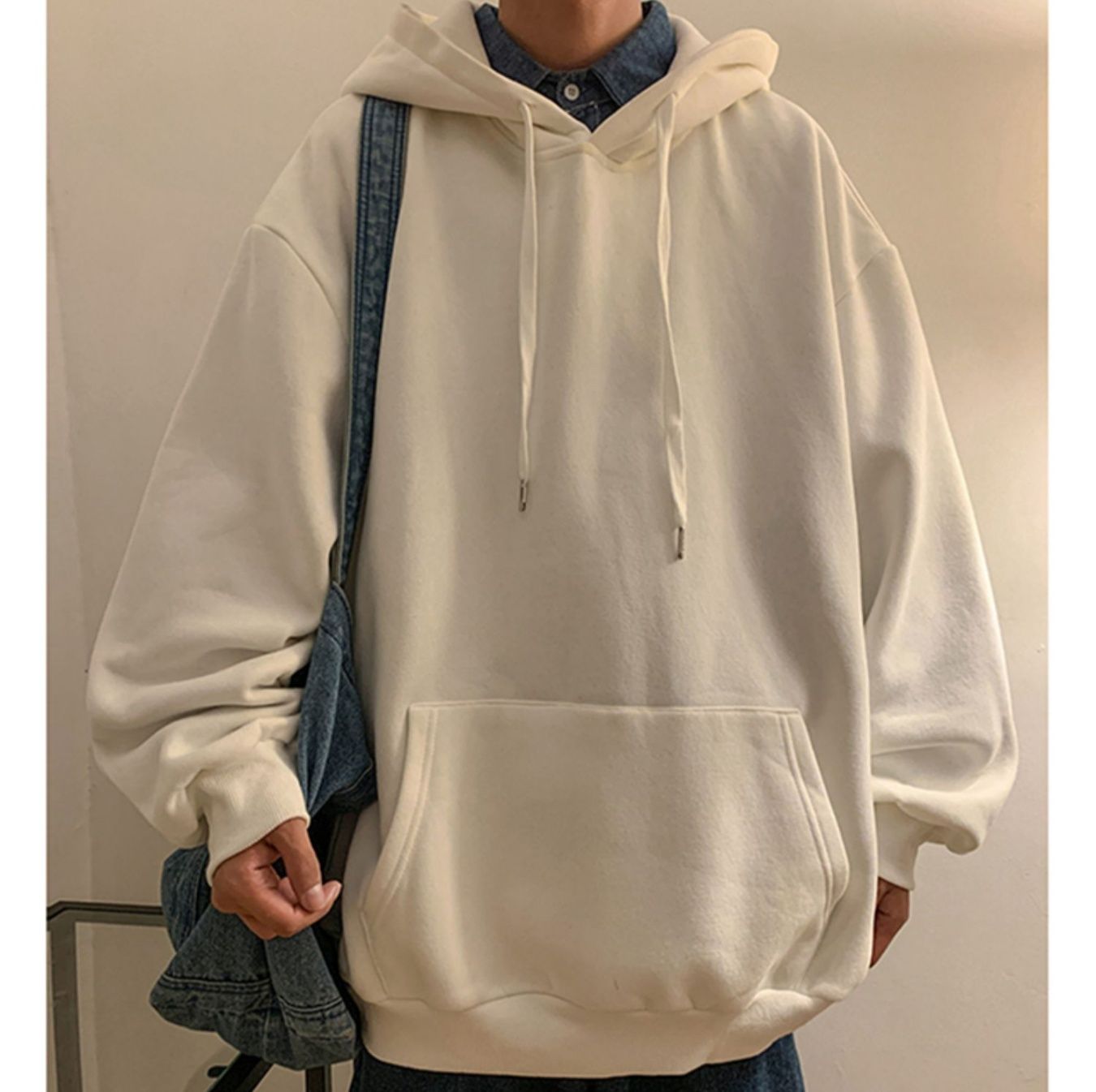 メンズ 黒 ファッション シンプル余裕シルエットパーカー