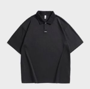 メンズ 黒 ファッション ゆったりシルエット 上質ポロシャツ