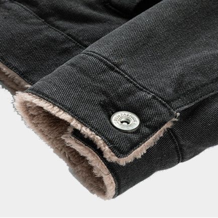 メンズ 黒 ファッション メンズ 裏起毛 デニムジャケット 秋冬 防寒アウター