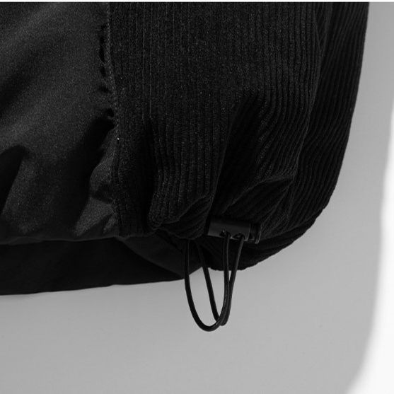 メンズ 黒 ファッション メンズ冬用中綿スタンドカラージャケット