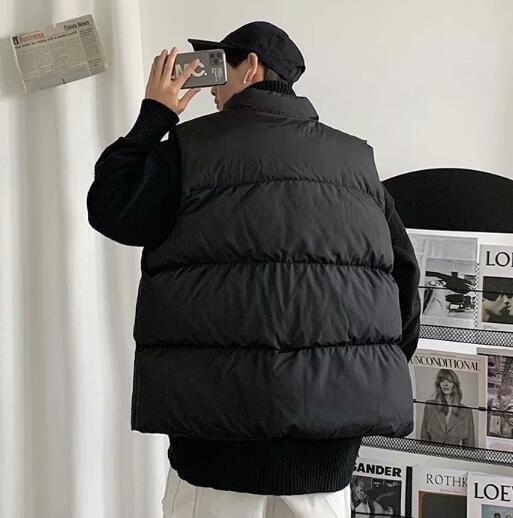 メンズ 黒 ファッション 秋冬メンズ黒ダウンベスト防寒アウター
