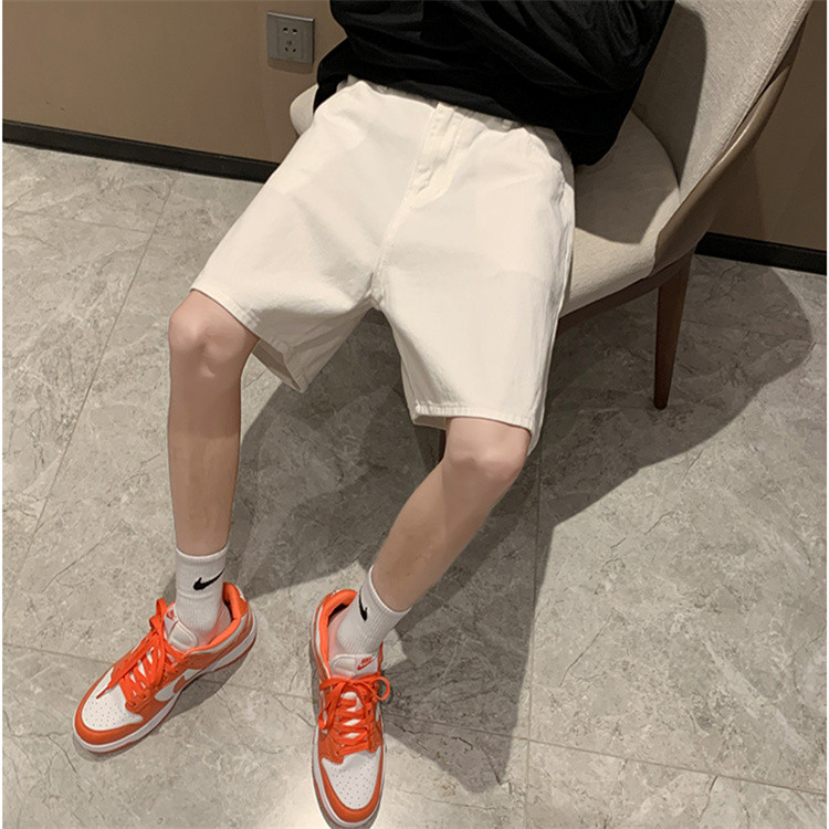 メンズ 黒 ファッション メンズ黒デニムショートパンツゆったりストレート