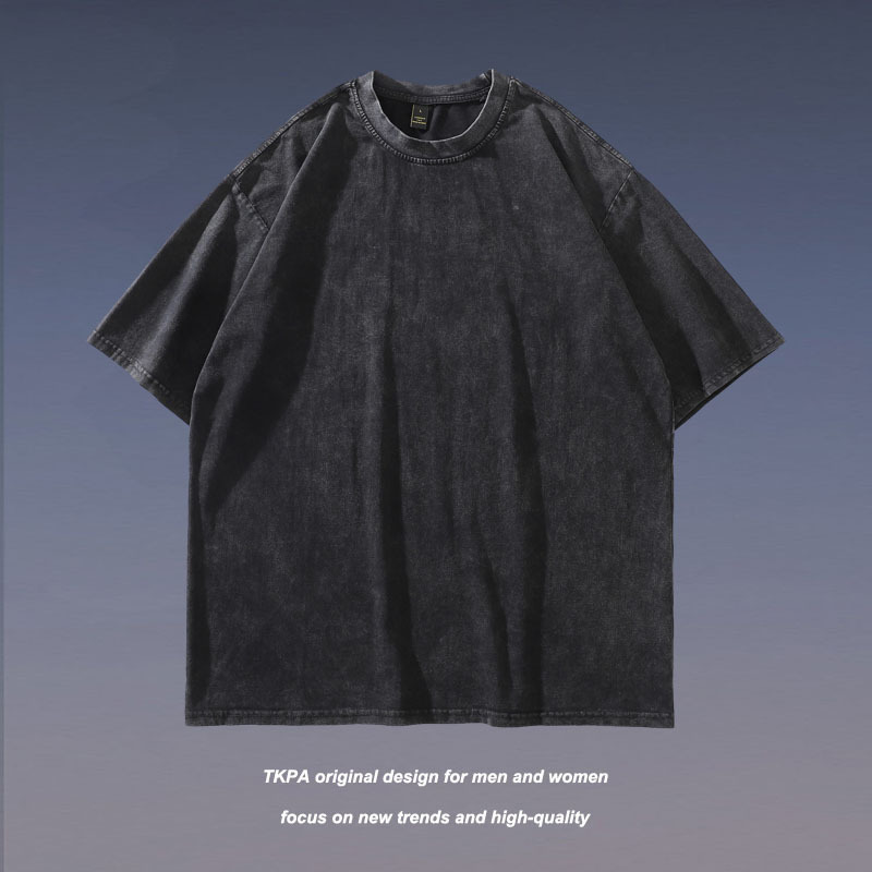 メンズ 黒 ファッション メンズ無地半袖シャツ 男女兼用ストリート系春夏新作