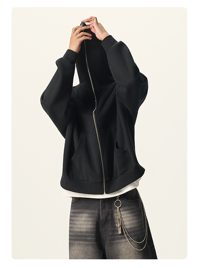 メンズ 黒 ファッション 厚手裏起毛ジップアップパーカー黒メンズ防寒